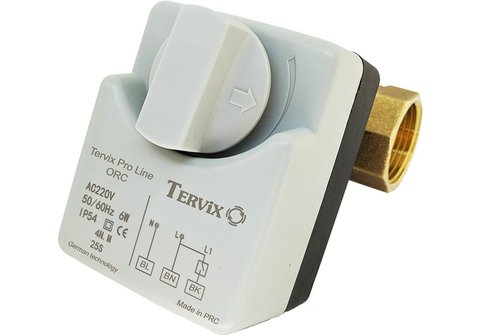 2-х ходовий кульовий клапан з електроприводом Tervix Pro Line ORC (нормально закритий, 230В) (DN32) 201043